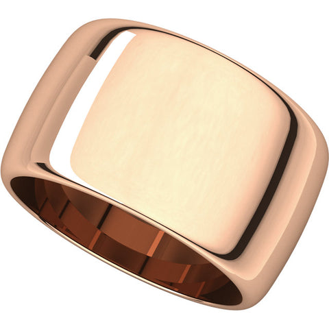 14k Rose Gold 12mm Half Round Band, Size 11