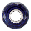 Sterling Silver 11x15.5mm Faceted Sapphire-Colored Glass Bead