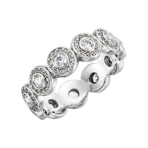 14k White Gold 7/8 CTW Diamond Halo-Style Eternity Band Size 7