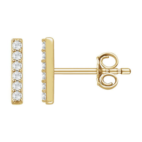 14k Yellow Gold 1/10 CTW Diamond Vertical Bar Earrings