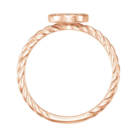 14k Rose Gold 1/6 CTW Diamond Cluster Rope Ring, Size 7