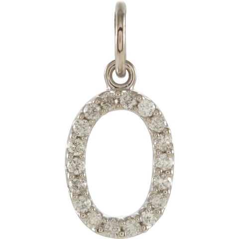 14k White Gold .08 CTW Diamond Numeric Charm or Pendant