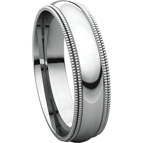 Platinum 5mm Double Milgrain Comfort Fit Band, Size 10