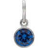 14k White Gold Imitation Blue Sapphire Birthstone Charm
