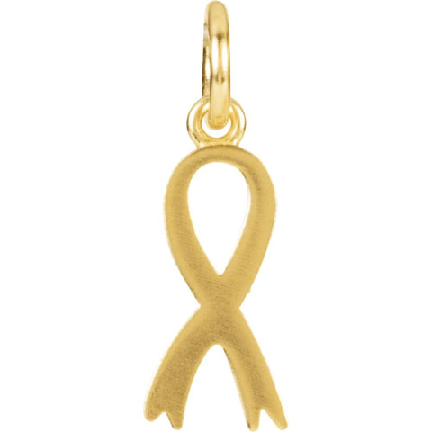 14k Yellow Gold Breast Cancer Awareness Ribbon Charm with Jump Ring