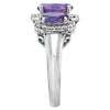 14k White Gold Amethyst & .04 CTW Diamond Ring, Size 7