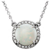 14k White Gold Opal & 0.05 ctw. Diamond 16-inch Necklace