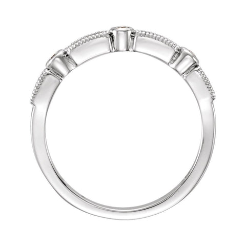 14k White Gold 1/10 CTW Diamond Stackable Ring, Size 7