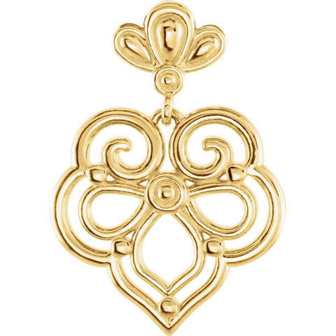 14k Yellow Gold Decorative Dangle Pendant
