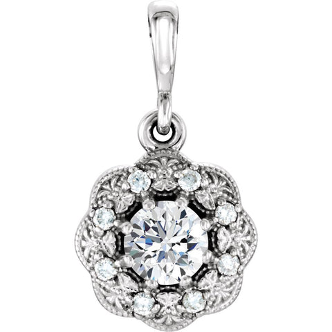 14k White Gold 1/3 CTW Diamond Pendant