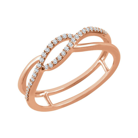 14k Rose Gold 1/8 CTW Diamond Freeform Ring, Size 7