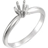 14k White Gold 4-4.1mm Round Pre-Notched 6-Prong Solitaire Ring Mounting, Size 6