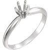 14k White Gold 4-4.1mm Round Pre-Notched 6-Prong Solitaire Ring Mounting, Size 6