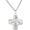 Sterling Silver 25x24mm Four-Way Cross Medal 24" Necklace