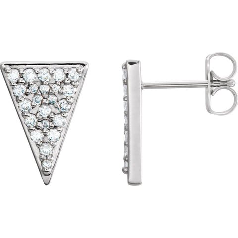 14k White Gold 1/3 CTW Diamond Triangle Earrings with Backs