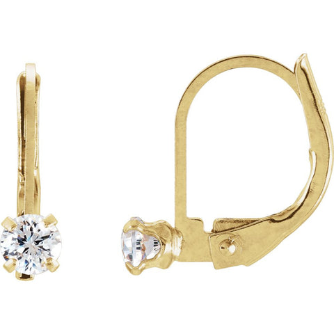 14k Yellow Gold Cubic Zirconia Youth Lever Back Earrings
