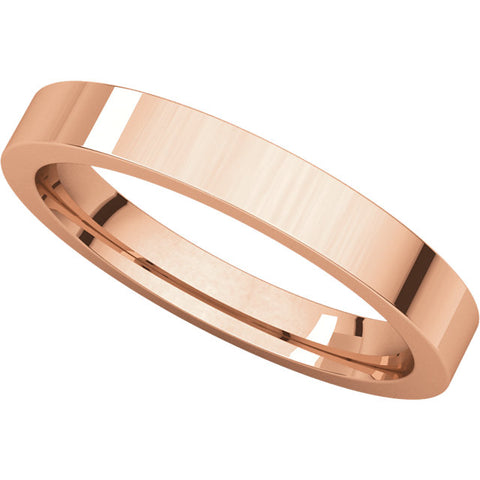 14k Rose Gold 3mm Flat Comfort Fit Band, Size 5