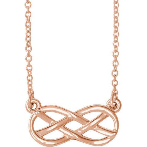 14k Rose Gold Infinity-Inspired Knot Design 18" Necklace