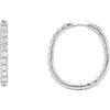 14K White Gold 3 CTW Diamond Inside/Outside Hoop Earrings