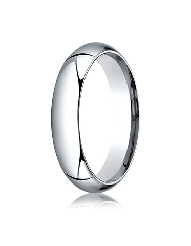 Benchmark 14K White Gold 5mm High Dome Heavy Comfort-Fit Wedding Band Ring (Sizes 4 - 15 )