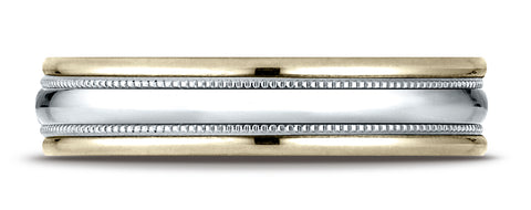 Benchmark-14K-Two-Toned-Gold-4mm-Comfort-Fit-High-Polished-Carved-Design-Wedding-Band-w/-Milgrain--Sz-6.25--CF15401314KWY06.25