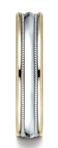 Benchmark-14K-Two-Toned-Gold-4mm-Comfort-Fit-High-Polished-Carved-Design-Band-with-Milgrain--Size-6.5--CF15401314KWY06.5