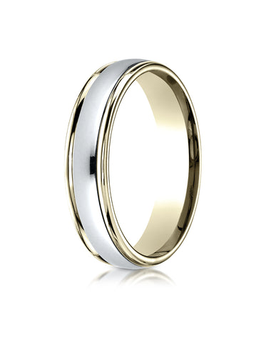 Benchmark 14K Two-Toned Gold 4mm Comfort-Fit High Polished Carved Design Wedding Band (Sizes 6 - 13 )