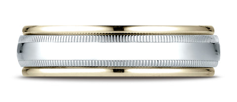 Benchmark-14K-Two-Toned-Gold-6mm-Comfort-Fit-High-Polished-Carved-Design-Wedding-Band-w/-Milgrain--Sz-6.25--CF15601314KWY06.25