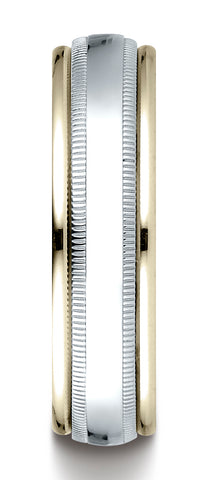 Benchmark-14K-Two-Toned-Gold-6mm-Comfort-Fit-High-Polished-Carved-Design-Band-with-Milgrain--Size-6.5--CF15601314KWY06.5