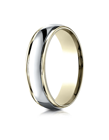 Benchmark 14K Two-Toned Gold 6mm Comfort-Fit High Polished Carved Design Wedding Band (Sizes 6 - 13 )