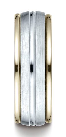 Benchmark-14K-Two-Toned-Gold-8mm-Comfort-Fit-High-Polished-Center-Cut-Carved-Design-Wedding-Band-Sz-6.5--CF15841114KWY06.5