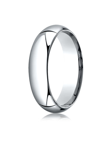Benchmark 14K White Gold 6mm High Dome Heavy Comfort-Fit Wedding Band Ring (Sizes 4 - 15 )