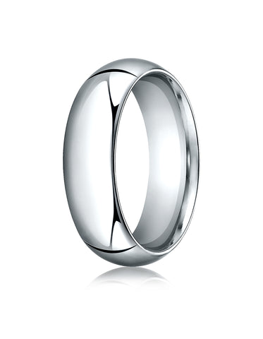 Benchmark 14K White Gold 7mm High Dome Heavy Comfort-Fit Wedding Band Ring (Sizes 4 - 15 )
