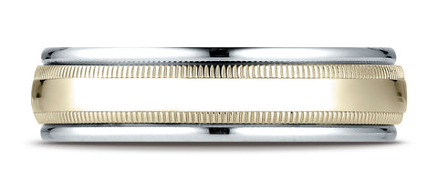 Benchmark-14K-Two-Toned-Gold-6mm-Comfort-Fit-High-Polished-Carved-Design-Wedding-Band-w/-Milgrain--Sz-6.25--CF17601314KWY06.25