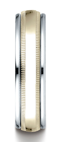Benchmark-14K-Two-Toned-Gold-6mm-Comfort-Fit-High-Polished-Carved-Design-Band-with-Milgrain--Size-6.5--CF17601314KWY06.5