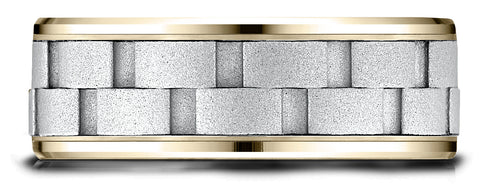 Benchmark-14k-Two-Toned-Gold-8mm-Comfort-Fit-Drop-Bevel-Sandblasted-Satin-Finish-Chain-Link-Dsn-Band--6.25--CF18849314KWY06.25