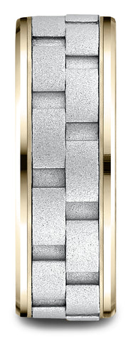 Benchmark-14k-Two-Toned-Gold-8mm-Comfort-Fit-Drop-Bevel-Sandblasted-Satin-Finish-Chain-Link-Dsn-Ring-6.5--CF18849314KWY06.5