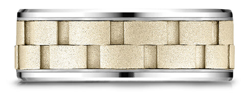 Benchmark-14k-Two-Toned-Gold-8mm-Comfort-Fit-Drop-Bevel-Sandblasted-Satin-Finish-Chain-Link-Dsn-Band--6.25--CF20849314KWY06.25