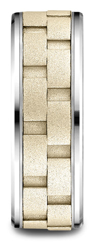 Benchmark-14k-Two-Toned-Gold-8mm-Comfort-Fit-Drop-Bevel-Sandblasted-Satin-Finish-Chain-Link-Dsn-Ring-6.5--CF20849314KWY06.5