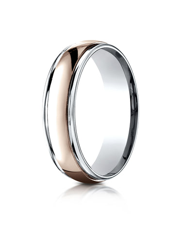 Benchmark 14k Two-Toned Gold 6mm Comfort-Fit High Polished Carved Design Band, (Sizes 6-13)