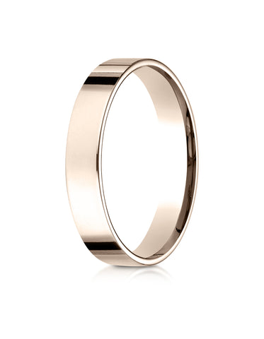 Benchmark 14K Rose Gold 4mm Flat Comfort-Fit Wedding Band Ring (Sizes 4 - 15 )