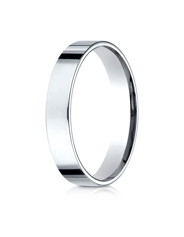 Benchmark 14K White Gold 4mm Flat Comfort-Fit Wedding Band Ring (Sizes 4 - 15 )