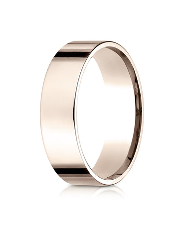 Benchmark 14K Rose Gold 6mm Flat Comfort-Fit Wedding Band Ring (Sizes 4 - 15 )