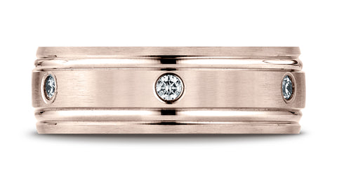 Benchmark-14K-Rose-Gold-8mm-Comfort-Fit-Burnish-Set-6-Stone-Diamond-Eternity-Wedding-Band--.32Ct.--Sz-4.25--CF51814814KR04.25