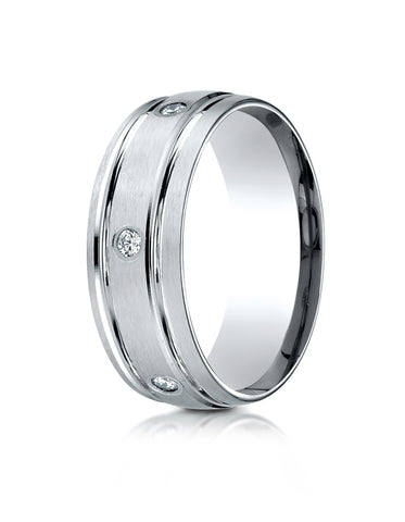 Benchmark Palladium 8mm Comfort-Fit Burnish Set 6-Stone Diamond Eternity Wedding Band Ring (0.48 ct.)