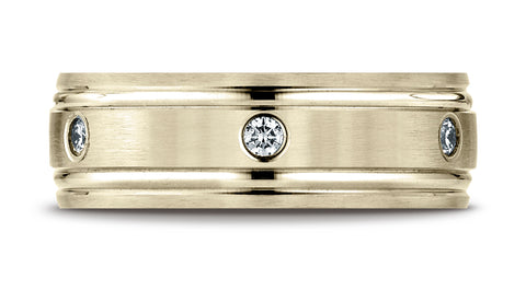 Benchmark-18K-Yellow-Gold-8mm-Comfort-Fit-Burnish-Set-6-Stone-Diamond-Eternity-Wedding-Band--.32Ct.--4.25--CF51814818KY04.25