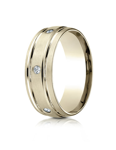 Benchmark 14K Yellow Gold 8mm Comfort-Fit Burnish Set 6-Stone Diamond Eternity Wedding Band (0.32 ct.)