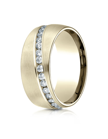 Benchmark 14K Yellow Gold 8mm Comfort-Fit Channel Set Diamond Eternity Wedding Band (0.62 ct.- 0.92 ct.)