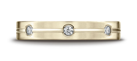 Benchmark-14K-Yellow-Gold-6mm-Comfort-Fit-Etched-Burnish-Set-8-Stone-Diamond-Eternity-Band--.32Ct--Sz-4.25--CF52412814KY04.25