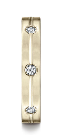 Benchmark-14K-Yellow-Gold-6mm-Comfort-Fit-Etched-Burnish-Set-8-Stone-Diamond-Eternity-Band--.32Ct--4.5--CF52412814KY04.5